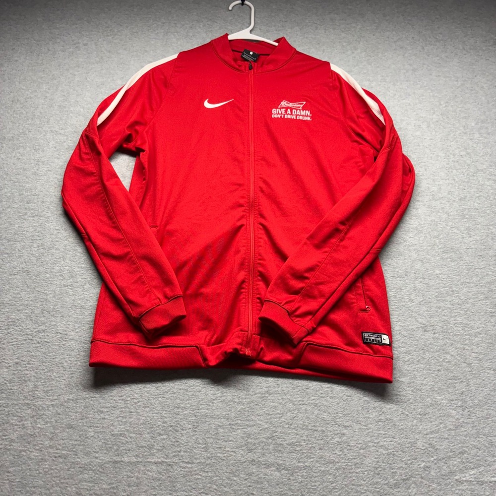 Nike Dri-FIT Budweiser Track Jacket Mens‎ Large Red Full Zip Soccer Authentic L
